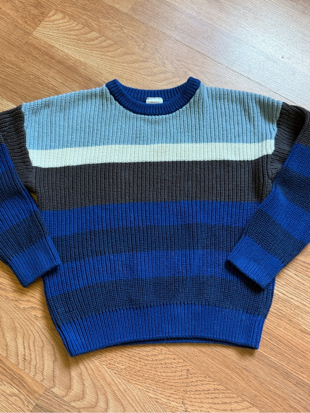 Hanna Andersson 6/7 Blue, Navy & Gray Striped Crewneck Sweater 120cm